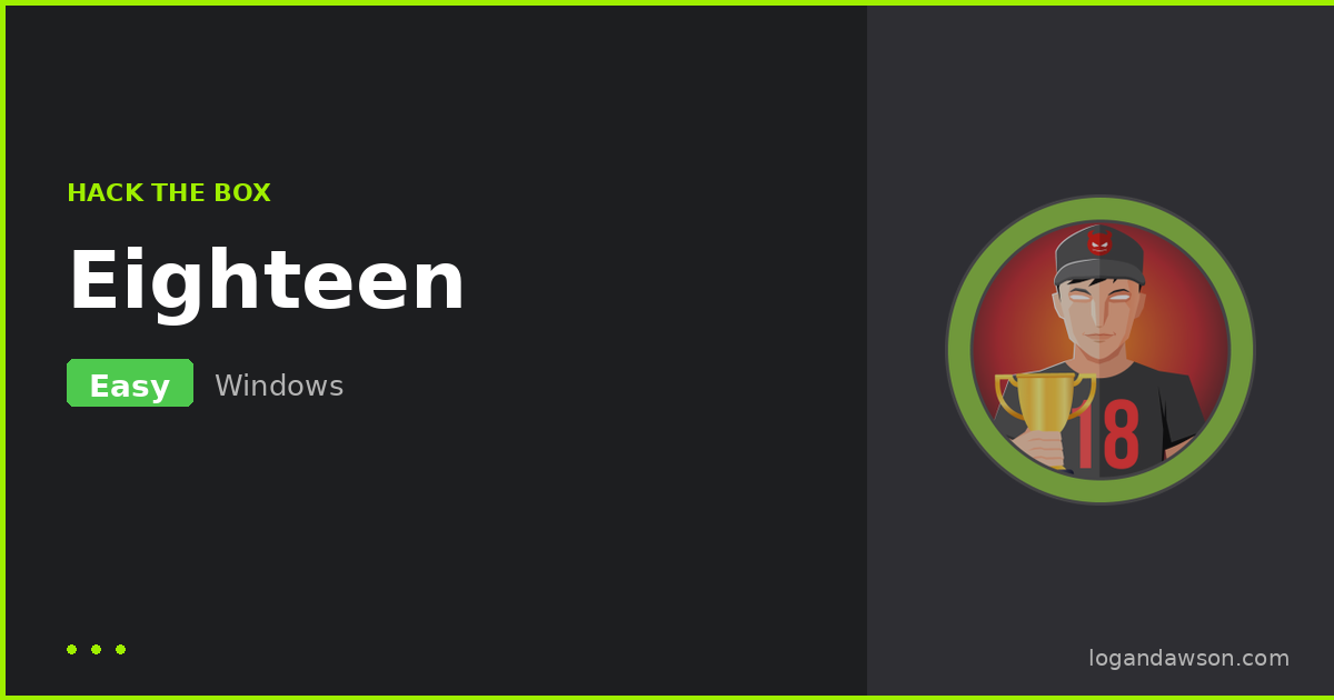 Eighteen — HackTheBox Windows machine walkthrough cover