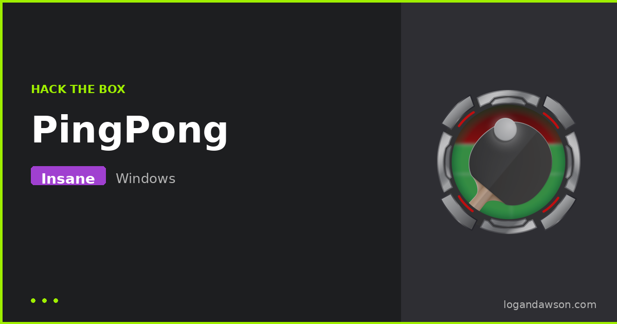 PingPong — Insane Windows machine walkthrough cover