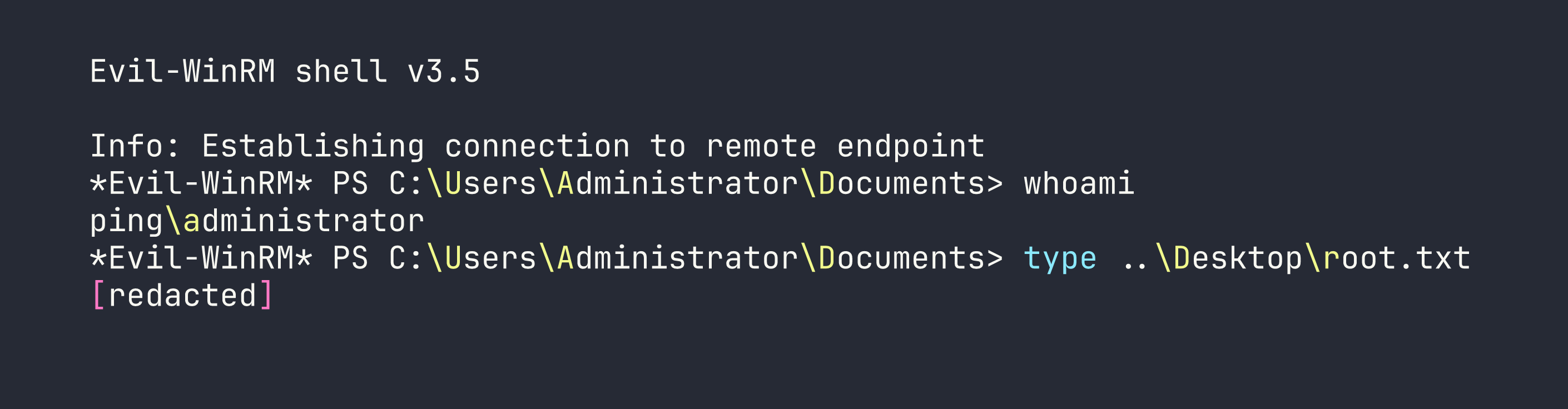 terminal output