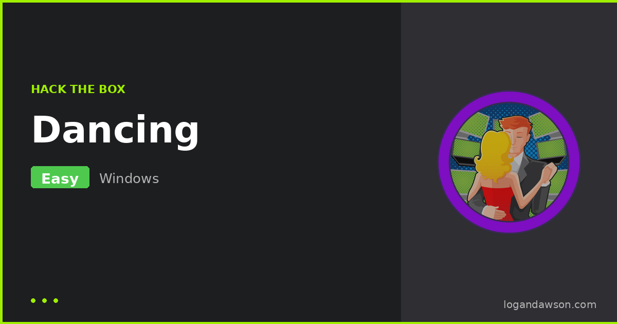 Dancing — HackTheBox Windows machine walkthrough cover