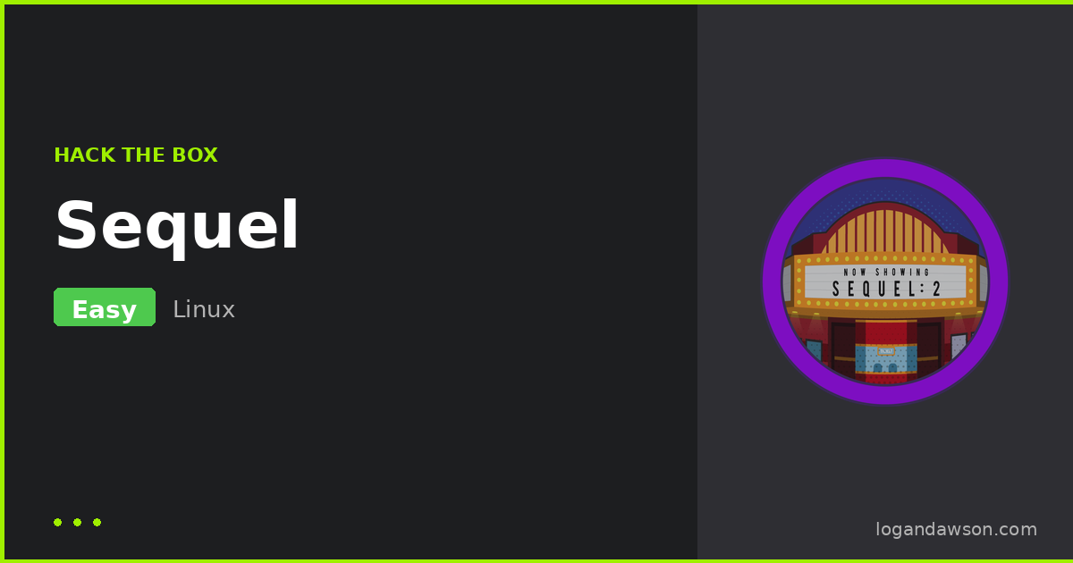 Sequel — Very Easy Linux machine walkthrough cover