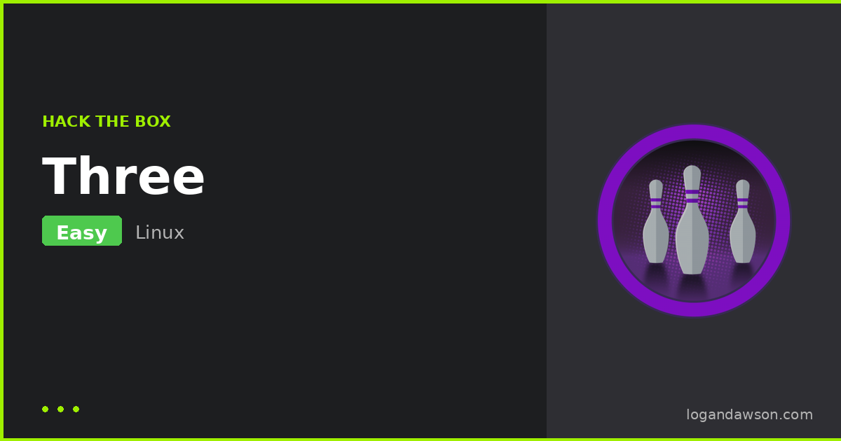 Three — Starting Point Linux machine walkthrough cover